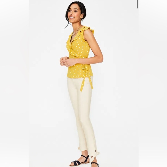 Boden Cream The Denbigh Jean Denim Pants Tie Ankle / US 8R - Picture 2 of 11